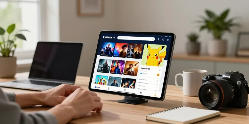 Explore the Pikachu software app interface on a smartphone in a modern home setting.